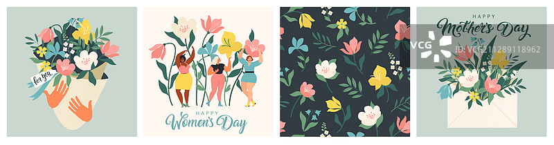 3月8日妇女节贺卡和海报图片素材
