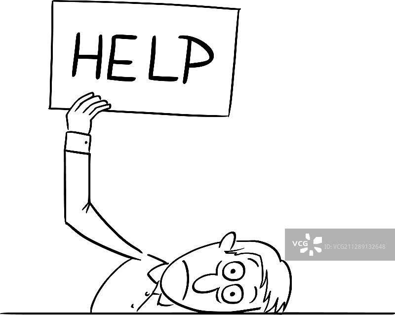 卡通漫画疲惫或沮丧的男人图片素材