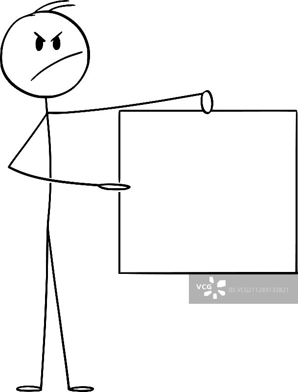 卡通愤怒男人或商人拿着空白物图片素材