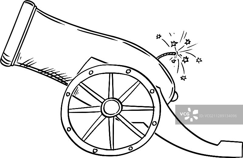 卡通复古火炮侧视图图片素材