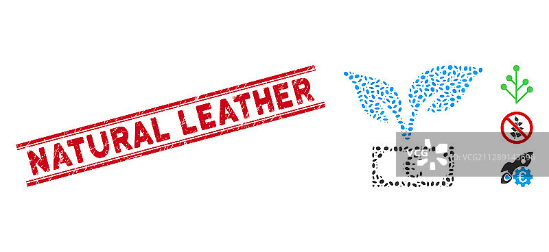 天然皮革线条印章和欧元马赛克纹理图片素材