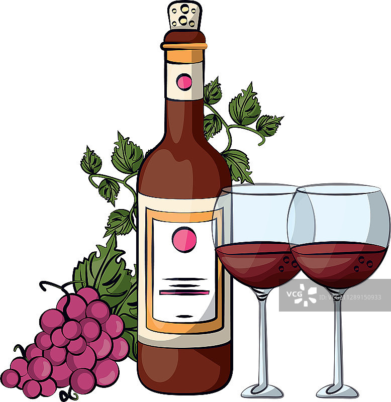 葡萄酒杯、酒瓶与葡萄图片素材