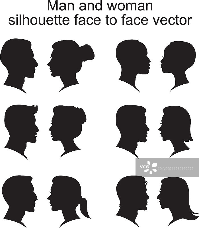 男人和女人面对面剪影图标图片素材