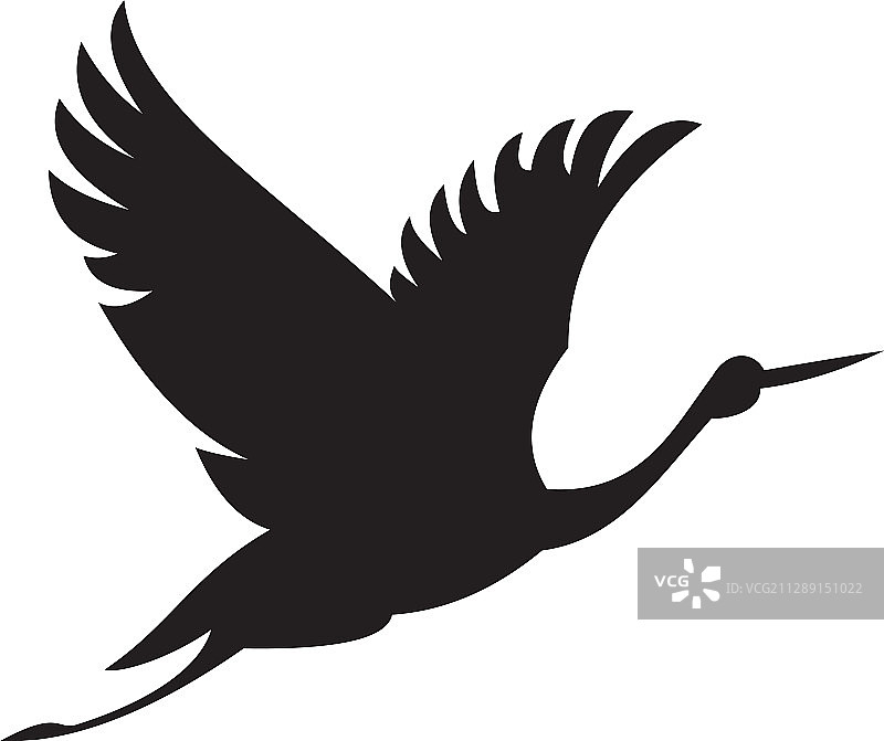 鸟或苍鹭飞行图标模板黑色图片素材
