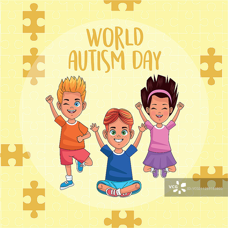 世界自闭症日：拼图儿童图片素材