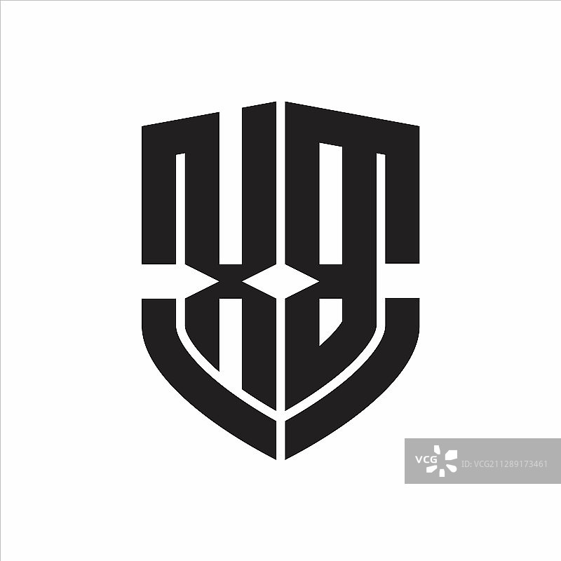 带有盾牌形状标志的XB字母组合标志图片素材