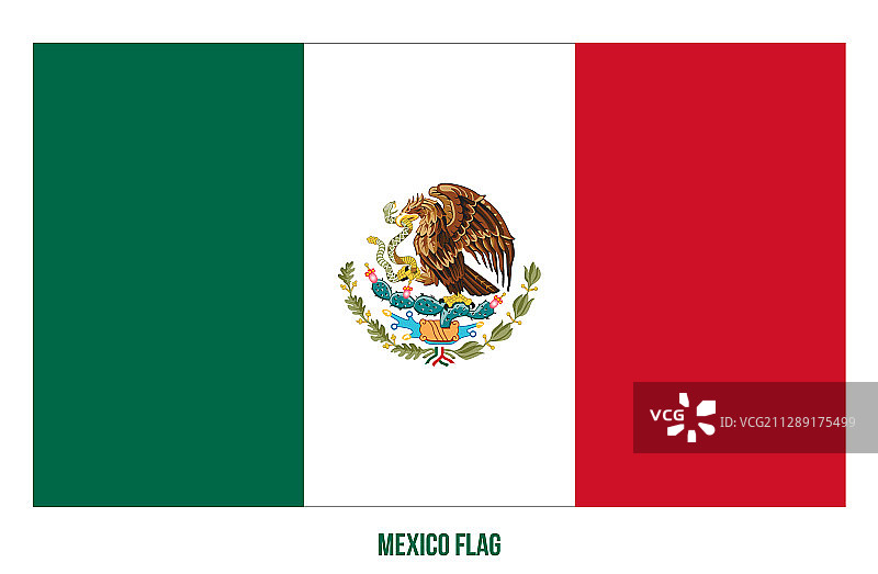 白色背景上的墨西哥国旗图片素材