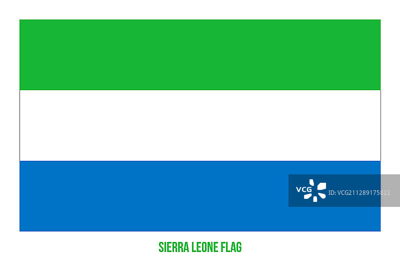 白色背景上的塞拉利昂国旗图片素材