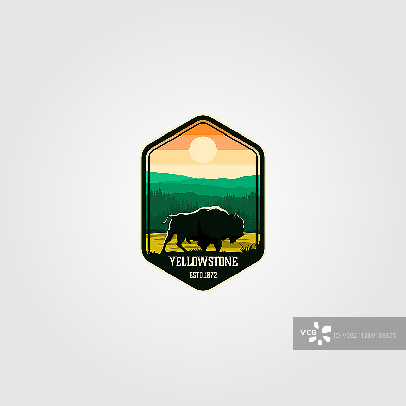 黄石国家公园美洲野牛标志图片素材