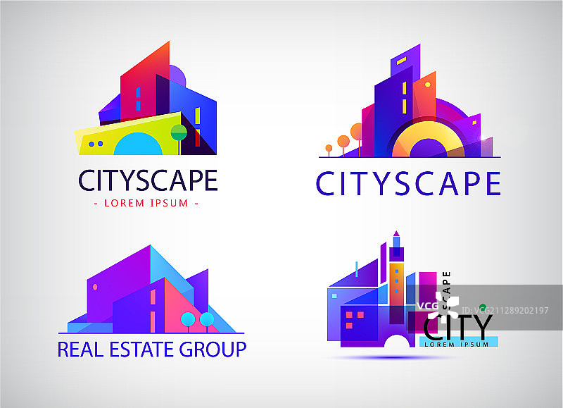 抽象彩色城市建筑素材图片素材