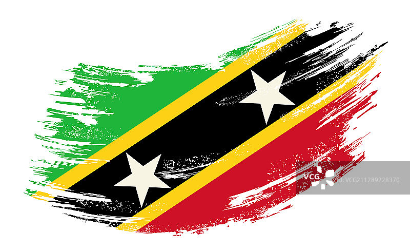 圣基茨和尼维斯国旗 grunge 笔刷背景图片素材