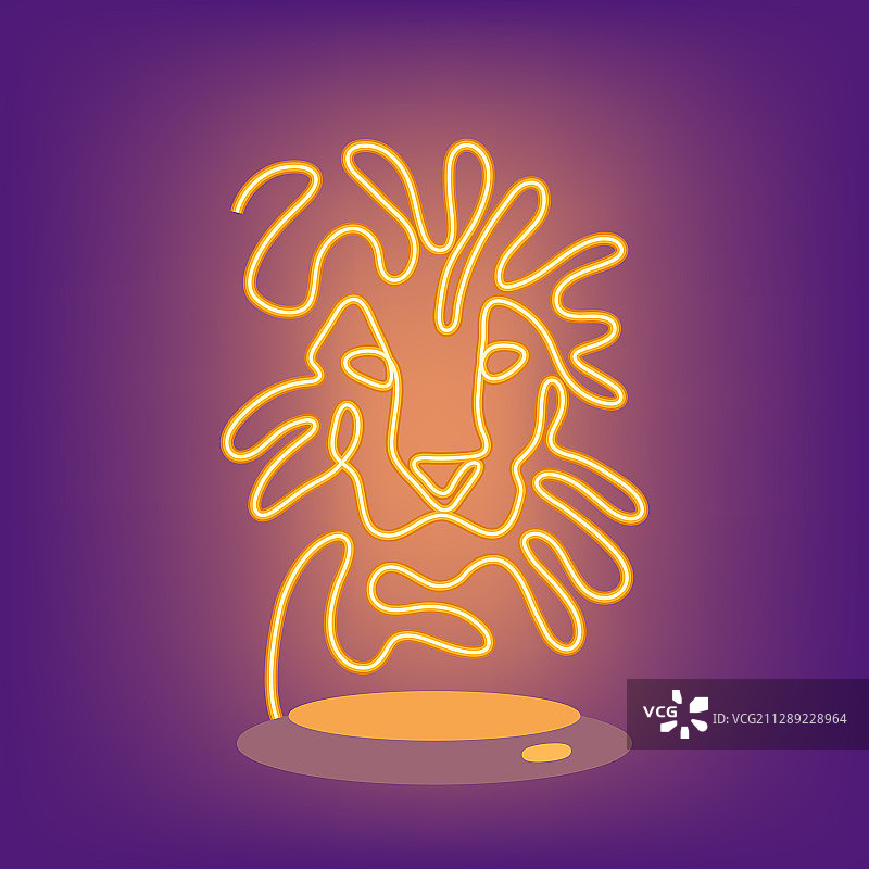 一笔画狮子头剪影设计图片素材