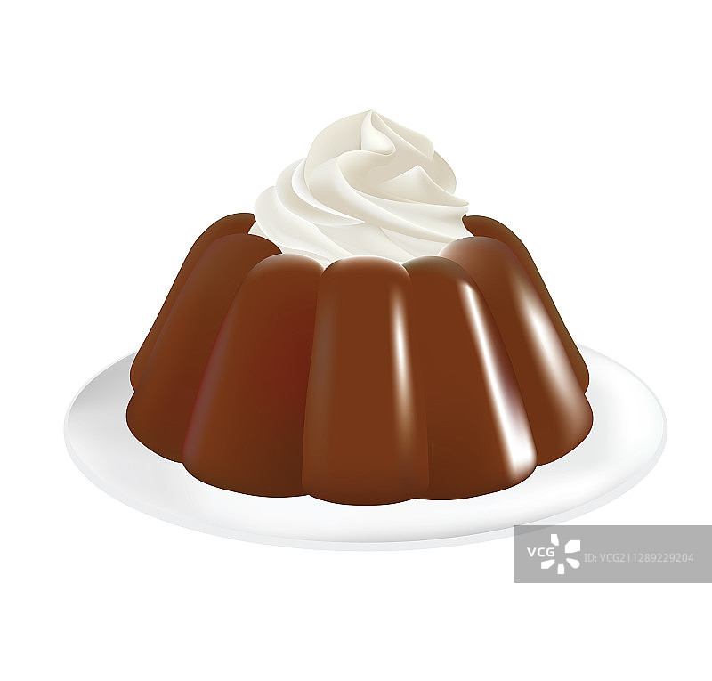 盘中奶油巧克力布丁图片素材