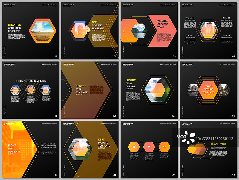 彩色六边形简约宣传册模板图片素材