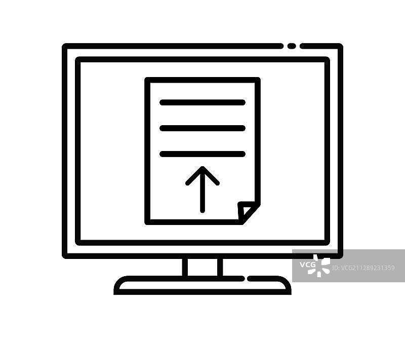 带有应用程序的电脑线条图标图片素材