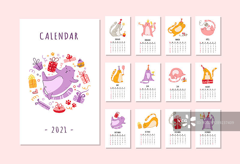 猫咪生日派对日历图片素材