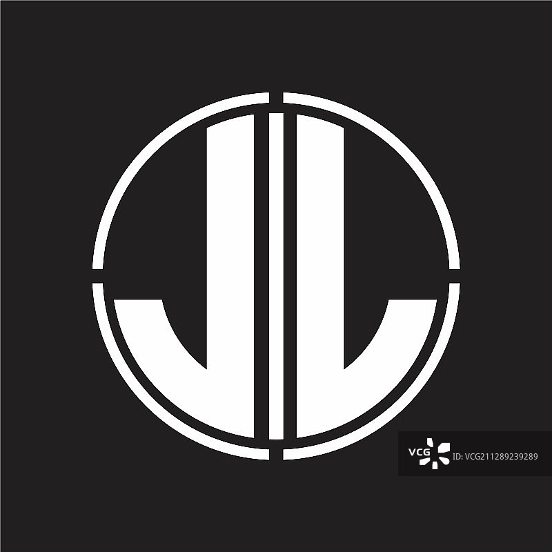 JL字母Logo，圆形线条切割设计图片素材