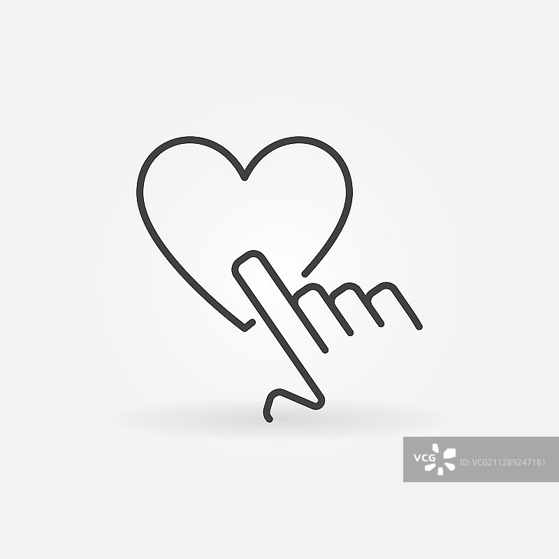手指点击爱心轮廓概念图标图片素材