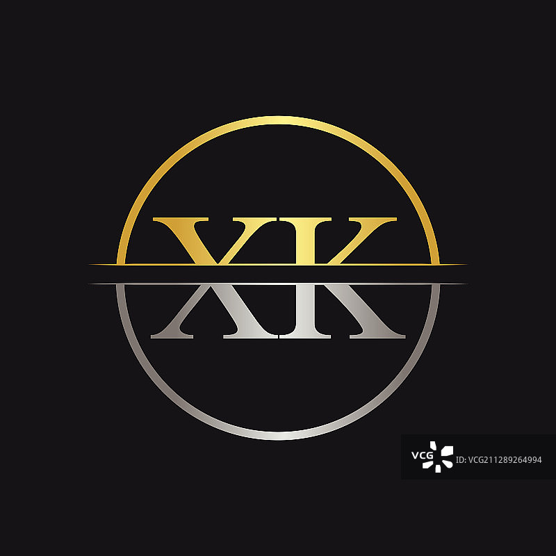 金色银色创意字母XK标志图片素材
