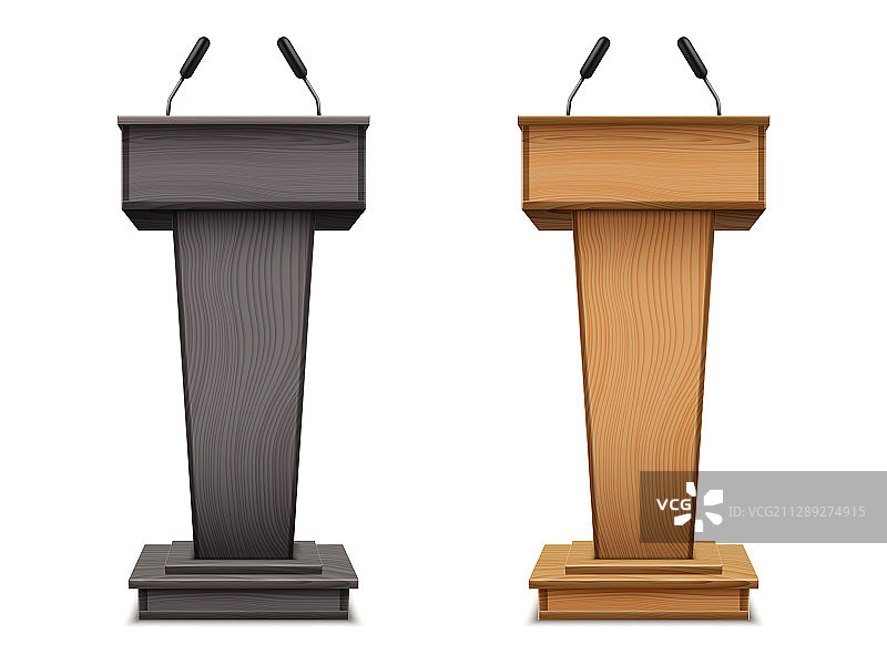 木制讲台或黑色演讲台图片素材