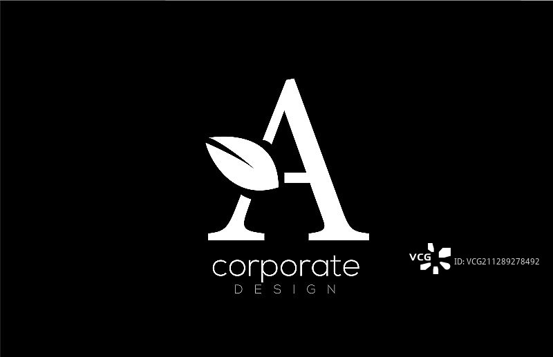 黑白A字母树叶标志图标图片素材