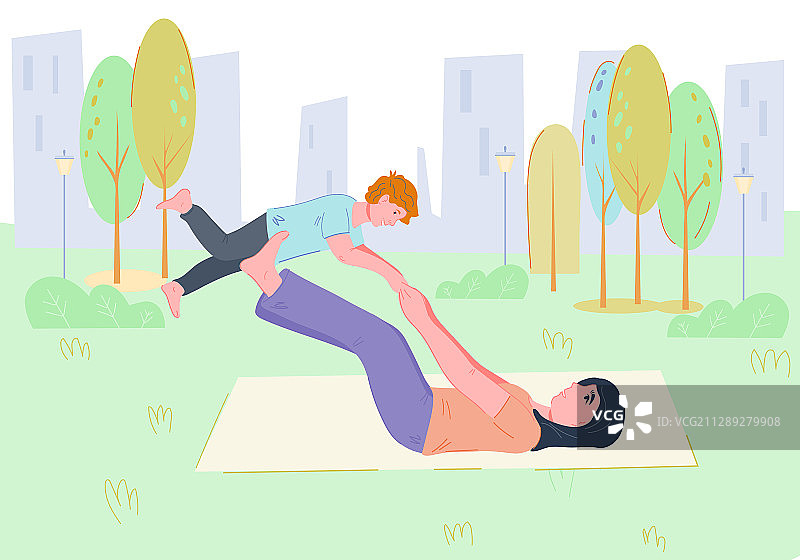 产后瑜伽banner，母亲和婴儿图片素材