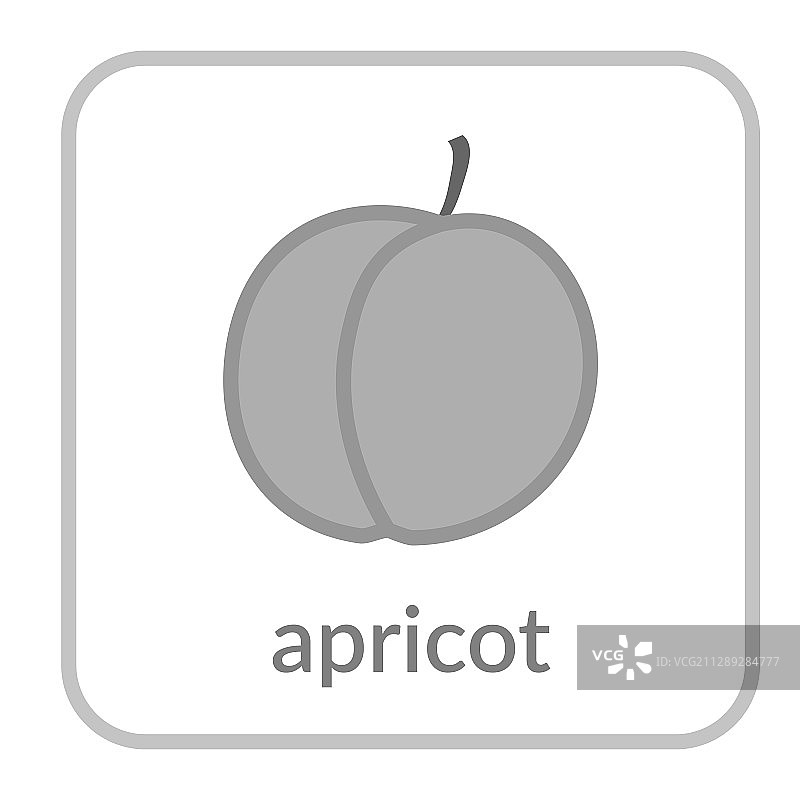 杏图标灰色桃子轮廓扁平标志图片素材