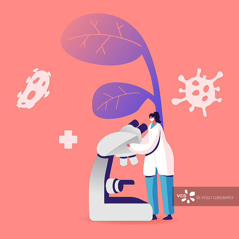 身穿白色医用长袍的女医生正在查看图片素材