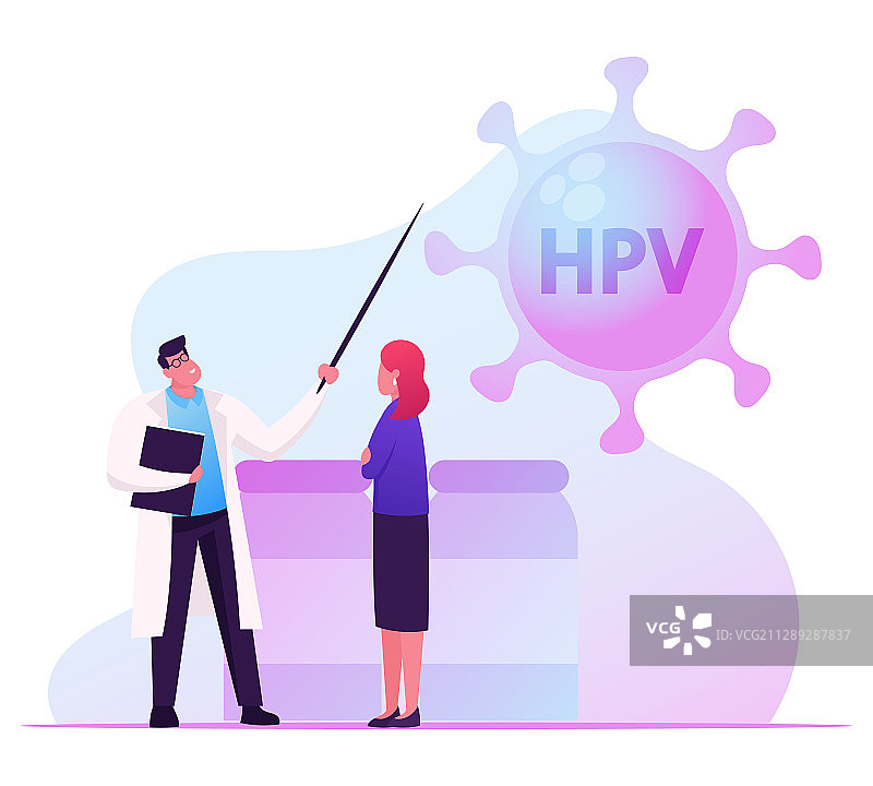 医生向女性讲解人乳头瘤病毒细胞图片素材