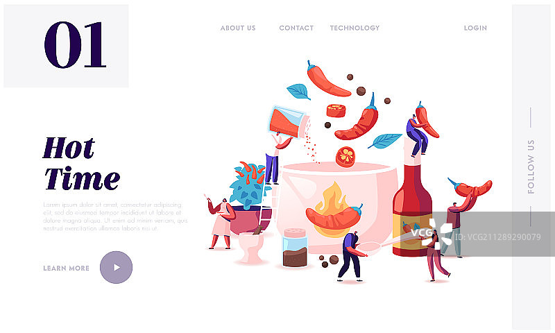 烹饪辛辣食物的网页登录页面图片素材