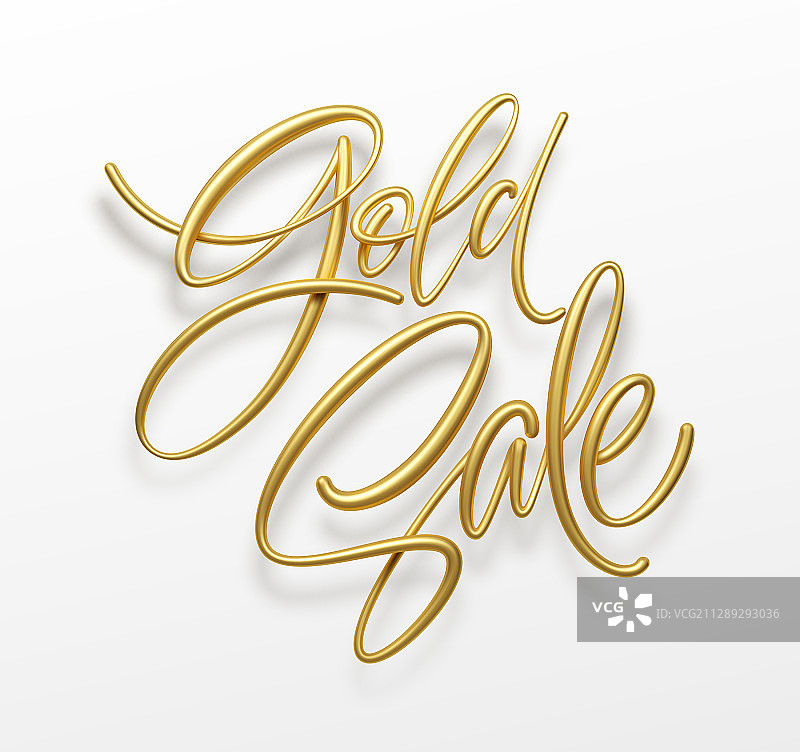白色背景上的逼真金色促销字样图片素材