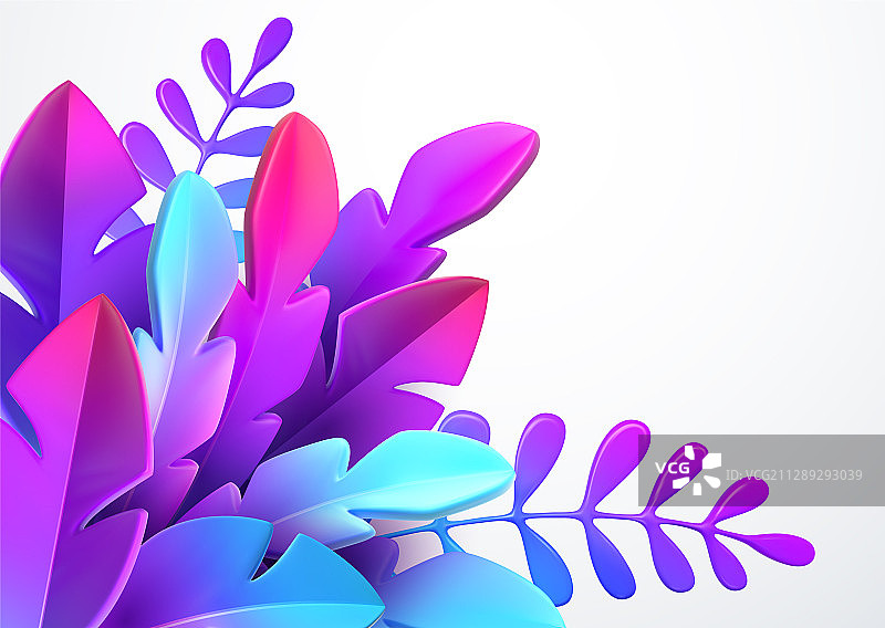 时尚3D炫彩树叶图片素材
