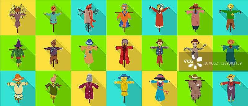 花园稻草人扁平图标图片素材