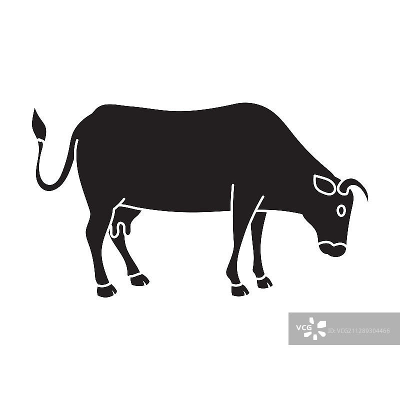 黑色奶牛动物图标图片素材