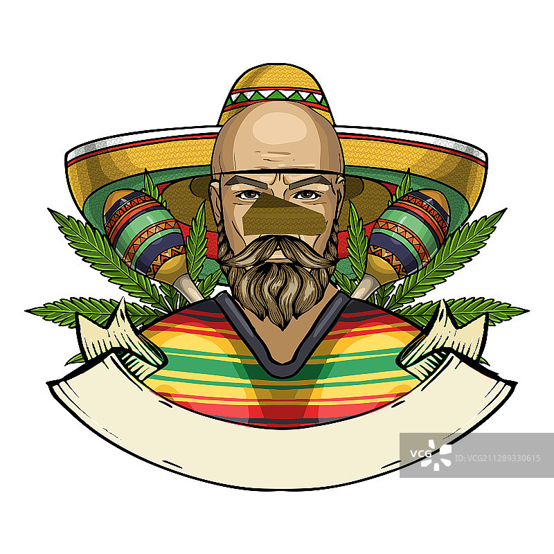 手绘墨西哥男人草图图片素材
