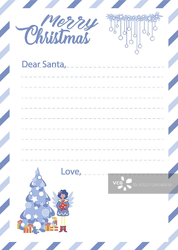 圣诞老人信件横线空白模板图片素材