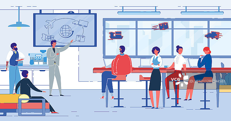 营销部门员工会议卡通图片素材