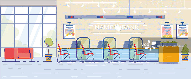 设有柜台的银行办公室内部空间图片素材