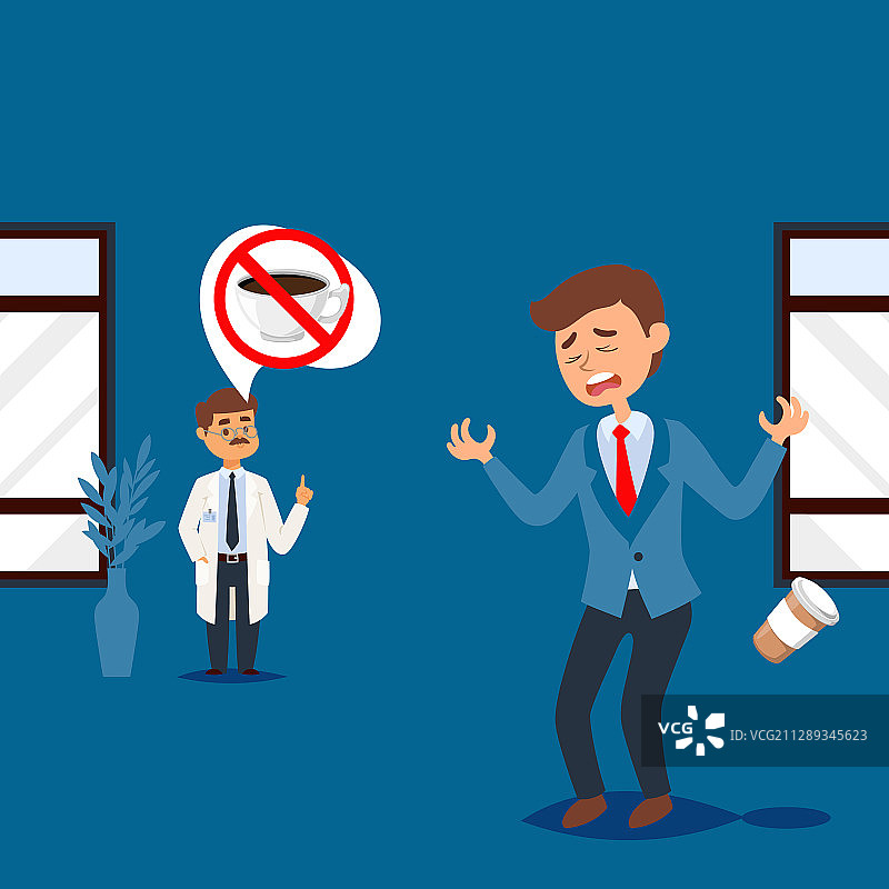 医生禁止男子喝咖啡图片素材