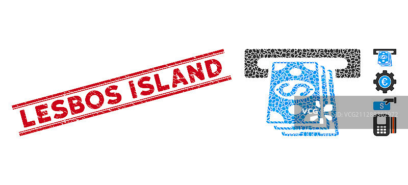 莱斯博斯岛线条现金拼贴印章图片素材