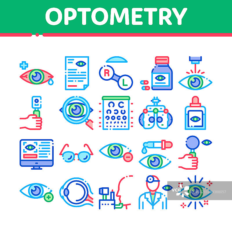 验光医疗辅助收藏图标集图片素材