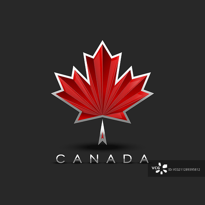 加拿大枫叶3D效果纹章图片素材