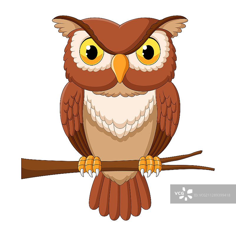 树枝上的卡通猫头鹰图片素材