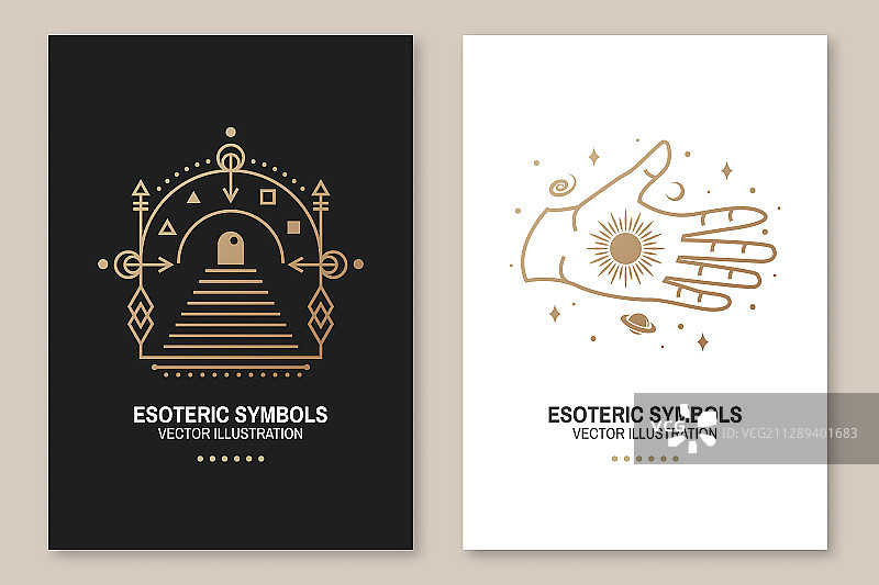 金色深奥符号细线几何图形图片素材