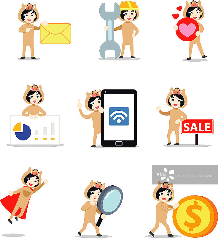 作为哺乳动物的野猪女性角色设定图片素材