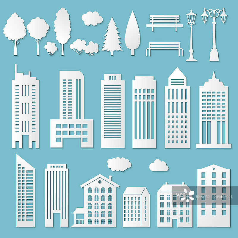 纸房子白色折纸剪纸板建筑图片素材