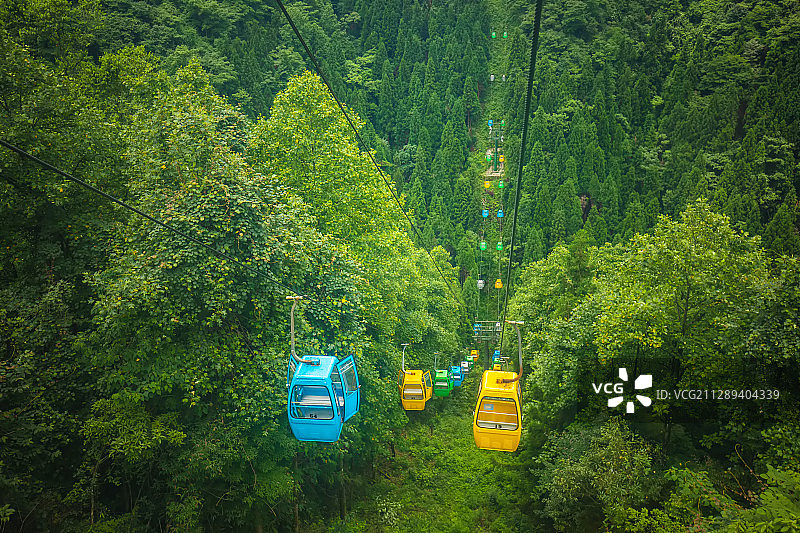 恩施坪坝营景区森林索道缆车图片素材