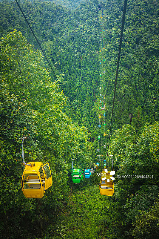 恩施坪坝营景区森林索道缆车图片素材