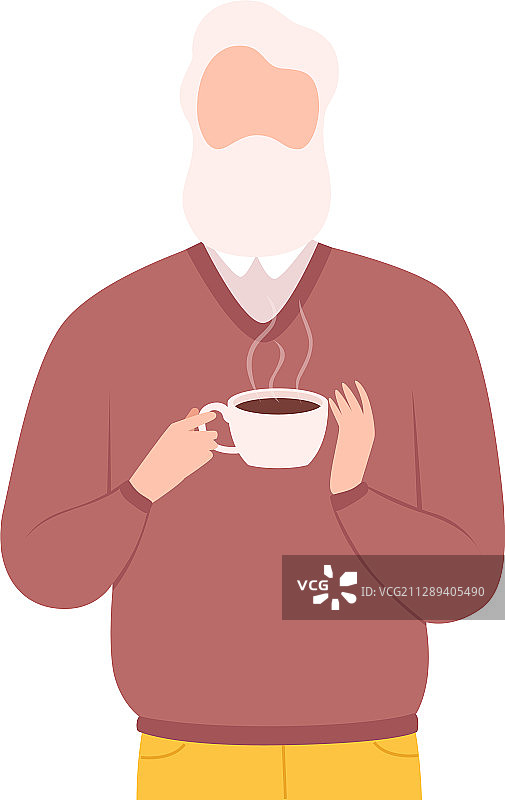 灰色胡须男人喝咖啡图片素材