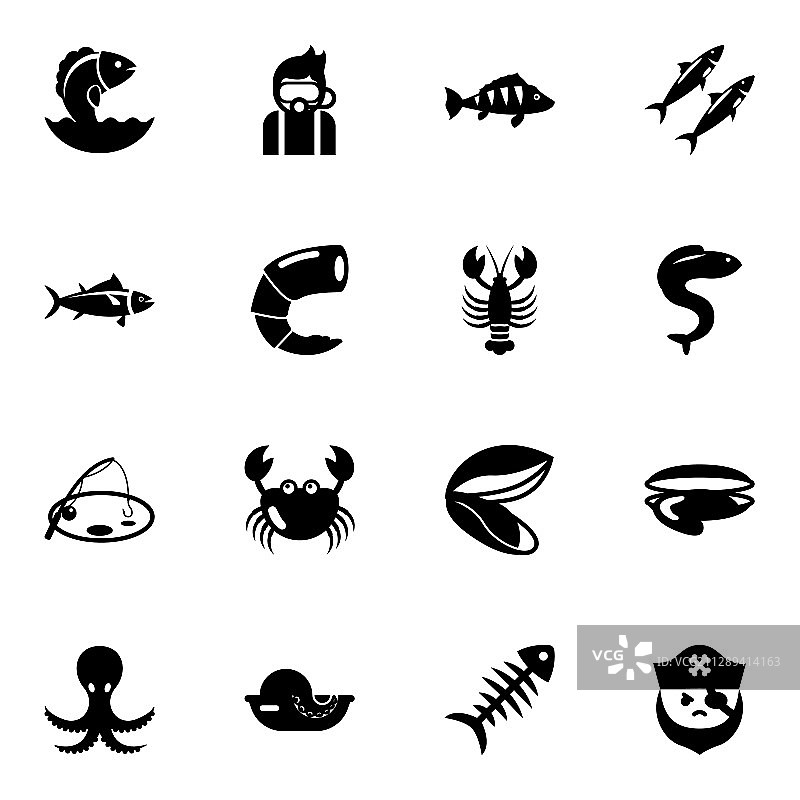 16个海洋主题图标合集图片素材